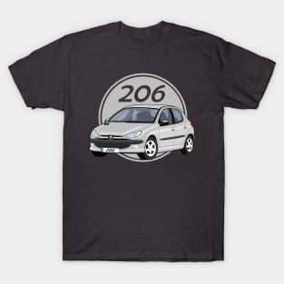 car peugeot 206 sporty cartoon vector grey T-Shirt